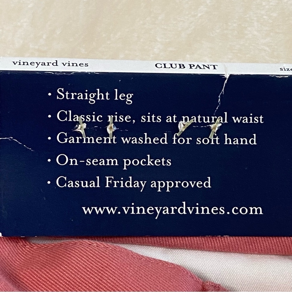 NWT VINEYARD VINES / Salmon Pink Club Pants Straight Leg Size 32x30 - Picture 14 of 15